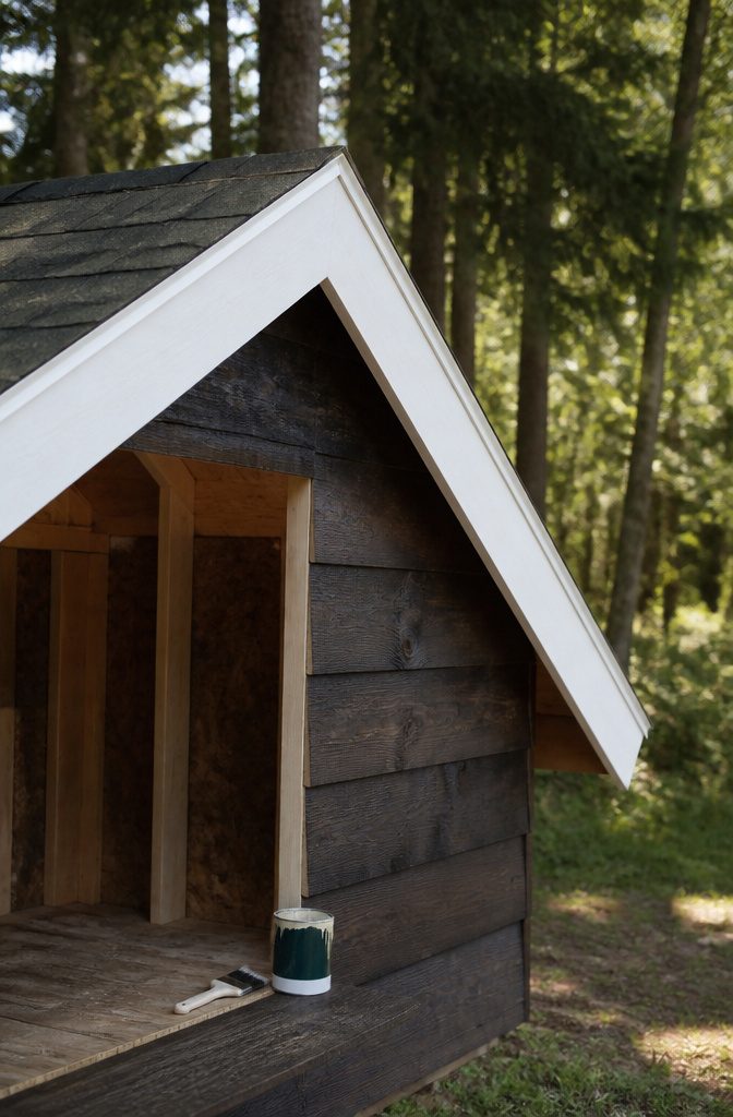 A Frame Shed Roof: Pitch, Rafters, Sheathing and Material 6 Fascia board installed along the edge of an A-frame shed roof.