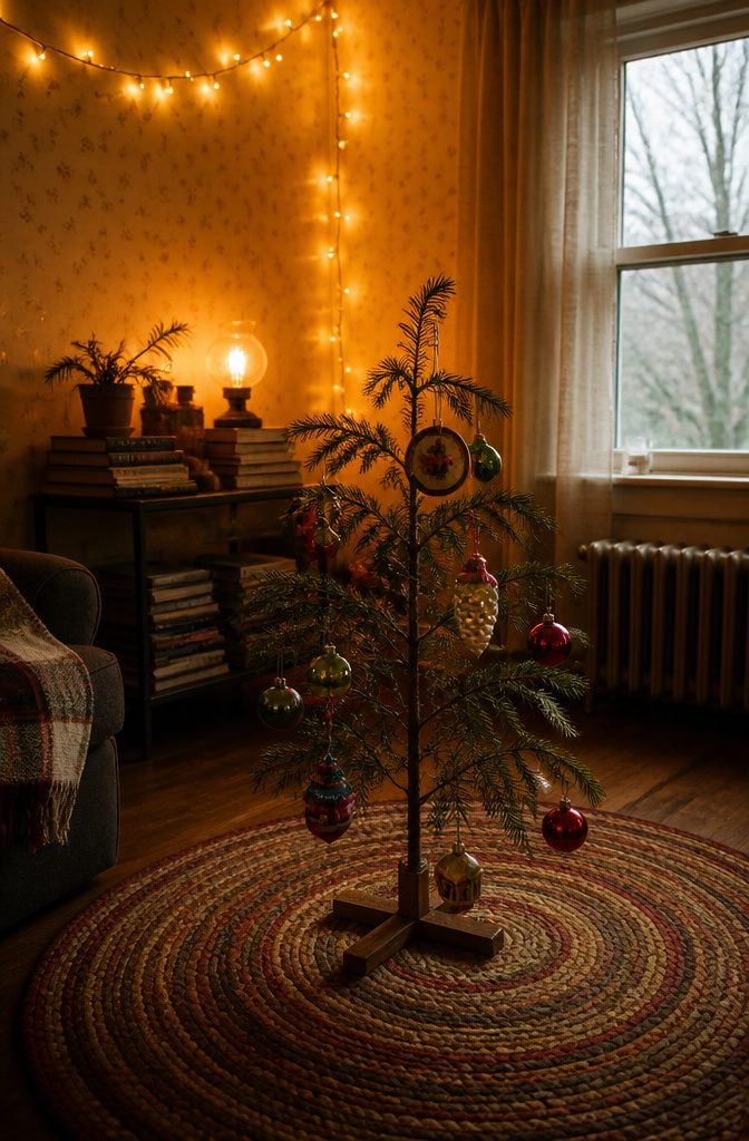A Charlie Brown Christmas: Story, Music, and Lasting Legacy 2 A scraggly Christmas tree in a cozy living room with handmade ornaments.