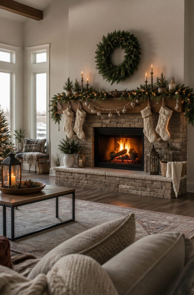 20 DIY Xmas Room Decor Ideas to Make This Holiday 5 Colorful ornaments strung on twine across a mantel.